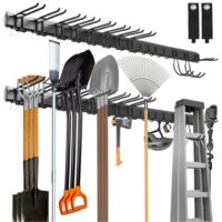 Ergonomische Werkzeug-Organisation auf Wandhalterung mit 15 Haken und Gurten für Gartenwerkzeuge, Garage und Haushalt