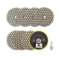 Trocken Diamant Polierpad 100mm 7 Stücke Körnung 50/100/200/400/800/1500/3000 Polierscheiben mit M14 Stützteller+Adapter für Granit Marmor Kunststein Quarz