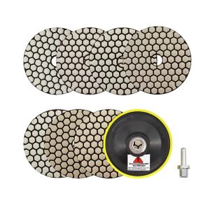 Trocken Diamant Polierpad 100mm 7 Stücke Körnung 50/100/200/400/800/1500/3000 Polierscheiben mit M14 Stützteller+Adapter für Granit Marmor Kunststein Quarz