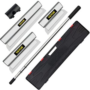 VEVOR Dekorspachtel Set 25 cm / 60 cm/ 80 cm Breitspachtel, Trockenbau Flächenspachtel aus Edelstahl mit ergonomischem Griff und stabilem Halt für den professionellen Einsatz bei Gips- und Putzarbeiten