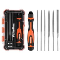 Das ValueMax Nadelfeilen Set ist ein vielseitiges und leistungsstarkes Werkzeug, das ideal für Präzisionsfeilarbeiten auf kleinen Oberflächen und engen Bereichen geeignet ist. Es umfasst 7 verschiedene Feilen: Flachstumpffeile, Flachspitzfeile, Rundfeile, Halbrundfeile, Vierkantfeile, Dreikantfeile und ein Nadelfeilenset für Metall, Holz, Kunststoff und andere Materialien.