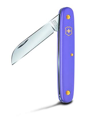 Victorinox Blumenmesser für den Garten, Schweizer Taschenmesser mit violetter Klinge und gerader Schneide