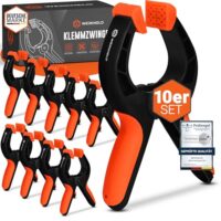 Werheld Klemmzwingen Set mit 10 Klemmen, bruchsichere Nylon-Federklemmen, rotierbare Federklemmen mit Carbonfeder und gummierten Griffen, Klammern mit großer Spannweite (7 cm) und hoher Spannkraft (13 kg)