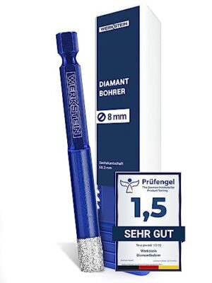 Diamantbohrer für Fliesen, Glas und Keramik - 8mm Bohrer mit Sechskantschaft für hochwertige Ergebnisse
