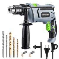 Workpro Schlagbohrmaschine 850W, Bohrmaschine 3000RPM, 2 in 1 Hammer und Bohrer mit 360° Drehgriff, 13mm Bohrfutter, inkl. 3 Spiralbohrer und 2 Betonbohrer