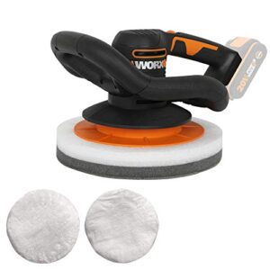 WORX Akku-Poliermaschine 20V WX856.9, elektrische Poliermaschine für Innen- und Außenbereich, polieren ohne Akku & Ladegerät, inkl. Auftrags- & Polierhaube, PowerShare universal kompatibel