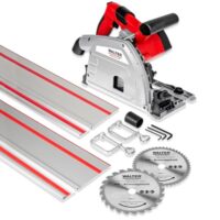 Präzise Tauchsäge mit kippbarem Motor und Führungsschienen für tiefe Schnitte bis 56mm