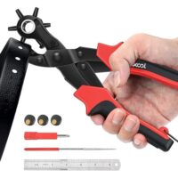 Ergonomische Lochzange für Leder, Gürtel und mehr. Hochwertiger Stahl, Beschichtung gegen Oxidation. 6 verschiedene Größen, perfekt für Hobby- oder kommerziellen Gebrauch.