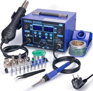 YIHUA 862BD+ SMD-Heißluft-Nachbesserungsstation und Lötstation, 2-in-1 Station mit Temperaturstabilisierungsfunktion für Elektronik, DIY-Projekten, Nachbesserungen, Reparaturen