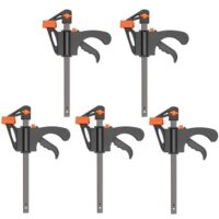 5 Stück Quick Grip Klemmen, 4-Zoll Ratschenstangenklemmen, Einhandstangenklemme für Holzarbeiten, schnelle und einfache Klemmung