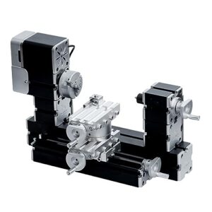 Hochleistungs-Mini-Drehmaschine für Heimwerker, 60 W, aus Metall, 4-Achsen, Drehzahl 12.000 U/min, für Holz, Weichmetalle, Plexiglas und Kunststoff