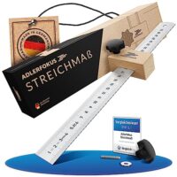 Anreisswerkzeug mit extra stabilem INOX Lineal und Metall mit Anschlag aus Buchenholz, höchste Präzision und Genauigkeit für das Handwerk