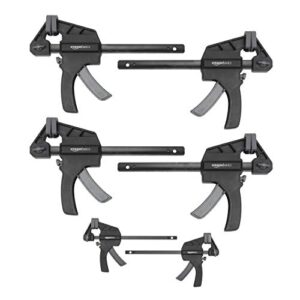 Einhandzwingen für verschiedene Anwendungen, 2 Stück mit 10,16 cm und 4 Stück mit 15,24 cm Klemmkraft, Schwarz-Grau