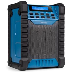 Baustellenradio DAB Plus Radio mit Akku, Bluetooth 5.0, IP54 Wasserdicht, 8 Stunden Spielzeit, 100W Leistung, Tragegriff für professionelle Anforderungen