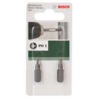 Bosch DIY-Bits Ph1 25 mm, 1/4 Zoll Außen-Sechskantschaft DIN 3126-C6.3, Standard (2)