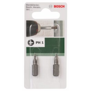 Bosch DIY-Bits Ph1 25 mm, 1/4 Zoll Außen-Sechskantschaft DIN 3126-C6.3, Standard (2)