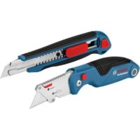 Bosch Professional 2 tlg. Messer Set mit Universal Klappmesser und Profi Cuttermesser, inklusive Ersatzklingen und Blister für Schneidarbeiten