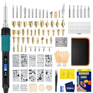 Brandmalerei-Lötkolben-Set 113PCS - Brandmalerei-Set mit 60W Lötkolben und Temperaturanzeige für verschiedene Materialien wie Holz, Leder und DIY-Projekte