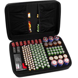 Batterie Aufbewahrungsbox mit Tragetasche, hält 142 AA AAA C D 9V Batterien sicher und organisiert