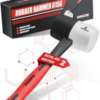 Doppelseitiger Gummihammer mit 2-in-1 Funktion, rückschlagfrei und mit Fiberglasgriff. Ideal für Heimwerker und Outdoor-Enthusiasten bei der Arbeit im Haus, Garten oder beim Camping.