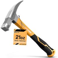 DIY Maurerhammer 21oz (600g) - Geschmiedeter Stahl und Fiberglasgriff - TPR rutschfester Griff für Geologie-, Spalt- und Nagelarbeiten