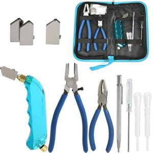 Professionelles Glasschneider Set mit Öl-Feed Cutter, Fugenzange Pliers und weiteren Werkzeugen für präzise Glas-Schnitte