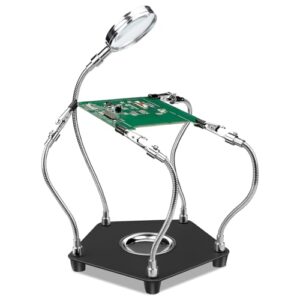 Dritte Hand zur Hilfe bei Bastelarbeiten und Modellbau-Projekten, Lytool-Löthilfe mit 4 flexiblen Armen und 3X Lupe für präzises Arbeiten