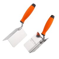 Eckenkelle Set aus Edelstahl, Mivos 2 x Eckenkelle Rostfreie 120 x 60 mm, Inneneckenkelle und Außeneckenkelle aus Edelstahl mit Softgriff, Eckspachtel für Verputzarbeiten