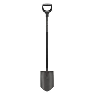 Fiskars Gärtnerspaten, Spitz, Spaten für harte und steinige Böden, Länge 125 cm, Borstahl, Grau/Schwarz, Ergonomic, optimal für harte Boden, Gartenarbeit, SpatenfürharteBöden
