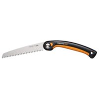 Fiskars Plus Klappsäge, Für dicke Stämme und Äste, 3 Schneidpositionen, Scharfes Power Tooth-Blatt, Grobzahnung, Blattlänge: 21 cm, Schwarz/Orange
