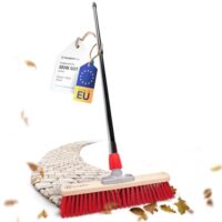 Novaliv Straßenbesen 40 cm mit ausziehbarer Stange, elaston rote Borsten, grob für nassen Schmutz, Gartenbesen, Hofbesen