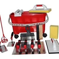 Grosses Fliesenwaschset mit Rollenaufsatz und Werkzeugset, ideal für Fugenbearbeitung bei Bauprojekten