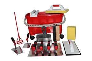 Grosses Fliesenwaschset mit Rollenaufsatz und Werkzeugset, ideal für Fugenbearbeitung bei Bauprojekten