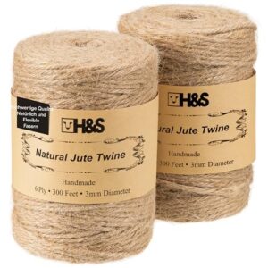 Zwei Rolls Juteschnur 3mm stark, reißfest, biologisch abbaubar, ideal für Gartenarbeit, DIY-Projekte und Dekorationen