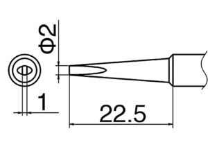 Hakko T18-DL2 - Soldering-Tip für professionelle Heimwerker, Chisel-Spitze, 2 mm x 22.5 mm