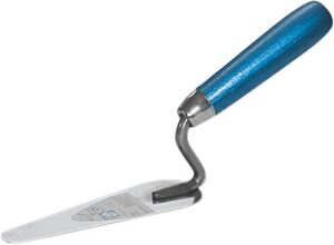 HAROMAC Katzenzungenkelle mit Holzgriff in Blau aus rostfreiem Edelstahl, perfekt für Profis zum Glätten und Strukturieren von Putzen oder anderen pastösen Beschichtungen, Made in Germany