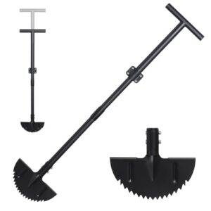 Harrms Rasenkantenstecher mit verstellbarem Griff, manueller Kantenschneider in Schwarz, 86-106cm, professioneller scharfer Sägezahn Halbmond Rasenschäler für Gehwege, Beete, Gartenkanten und Hof