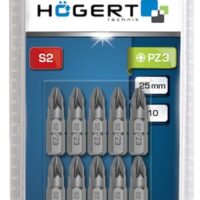 HÖGERT TECHNIK PZ3 Schrauberbits 25 mm, 5 Stück - Hochwertige Werkzeuge für starke Verschraubungen und Montageeinsätze aus robustem S2-Stahl mit HRC-Wertung von 58–60