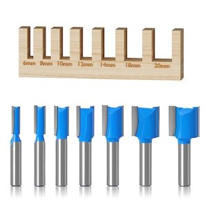 Holzfräser Set für Oberfräse, 7 Stück, Hartstoff, Verschleißfestigkeit, ideal für Holzbearbeitung, CNC-, Tischmontage- und Handroutern