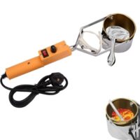 Tragbarer elektrischer Schmelztiegel für Blei, 300 W Bleischmelztiegel für Angelgewichtsformen, Metallschmelzofen mit Griff, Temperatur 150–450 ℃, 65 mm Tiefe Tiegel, für DIY-Metallanhänger