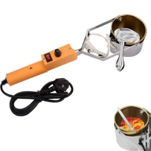 Tragbarer elektrischer Schmelztiegel für Blei, 300 W Bleischmelztiegel für Angelgewichtsformen, Metallschmelzofen mit Griff, Temperatur 150–450 ℃, 65 mm Tiefe Tiegel, für DIY-Metallanhänger