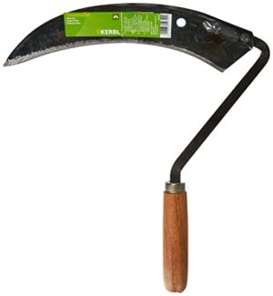 KERBL Sensensichel, handgeschmiedetes Werkzeug für Gartenarbeiten mit Schneideschutz und Holzgriff, 33 x 33 x 3,5 cm Sensenwerkzeug, hochwertig und langlebig