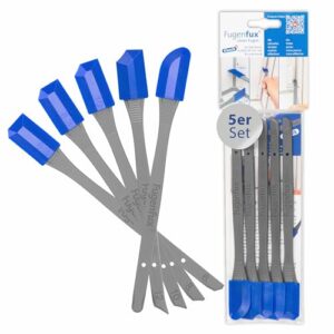 Fugenglätter, Fugenabzieher mit Revolutionärer Zauber-Spitze für Extrem Enge Stellen | 5 optimierte Spezial-Fugenköpfe | Made in Germany