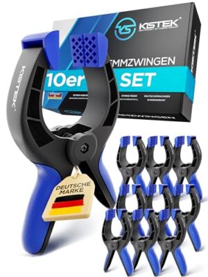 KISTEK Klemmzwingen Set - Federklemmen mit über 8cm Spannweite und starker Spannkraft für Holz, Metall und andere Materialien