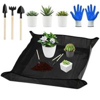 Kletuo wasserdichte Gartenmatte Pflanzmatte, 100x100cm, schwarz, für Umtopfen und Gärtnern