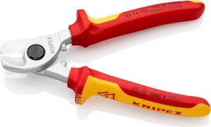 Knipex Kabelschere, 165 mm, VDE, für Cu- und AI-Kabel bis 15 mm (50 mm²), Einhandbedienung, Kabelschneider