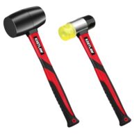 KRETLAW 2-teiliges Gummihammer-Set zum Arbeiten an Fußböden, Fliesen und Holz inklusive 450g Gummihammer und doppelseitiger weicher Hammer aus Fiberglasstiel