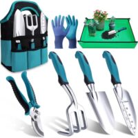 Gartenwerkzeug-Set mit 7 Stücken, dauerhafter Aufbewahrungstasche und ergonomischem Griff