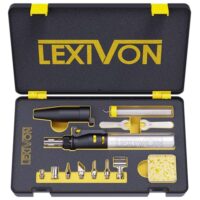 LEXIVON Butan Lötkolben Kit, Kabellos Gas löt, Selbstentzündende einstellbare Flamme, 7 Aufsätze Set, Arbeitstemperatur bis 1300°C und bis zu 600°C ein während Sie mit Lötspitzen arbeiten
