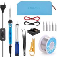 Lötkolben Set, ONEAMG Lötkolben Kit 60W, digitale Lötstation mit Temperaturregelung und EIN/AUS-Schalter für professionelles Schweißen und Reparieren